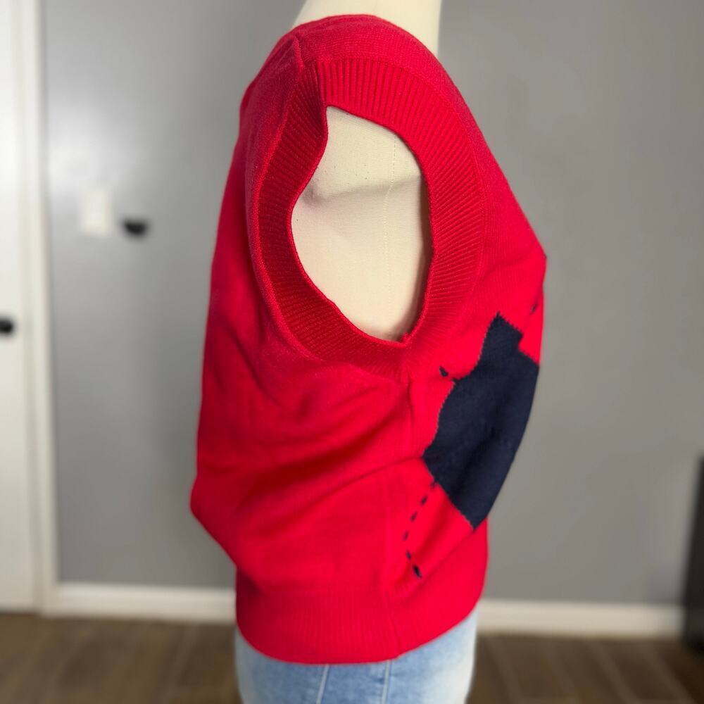 English Factory Argyle Pullover Sweater Vest, Multi Red, M - Picture 2 of 5